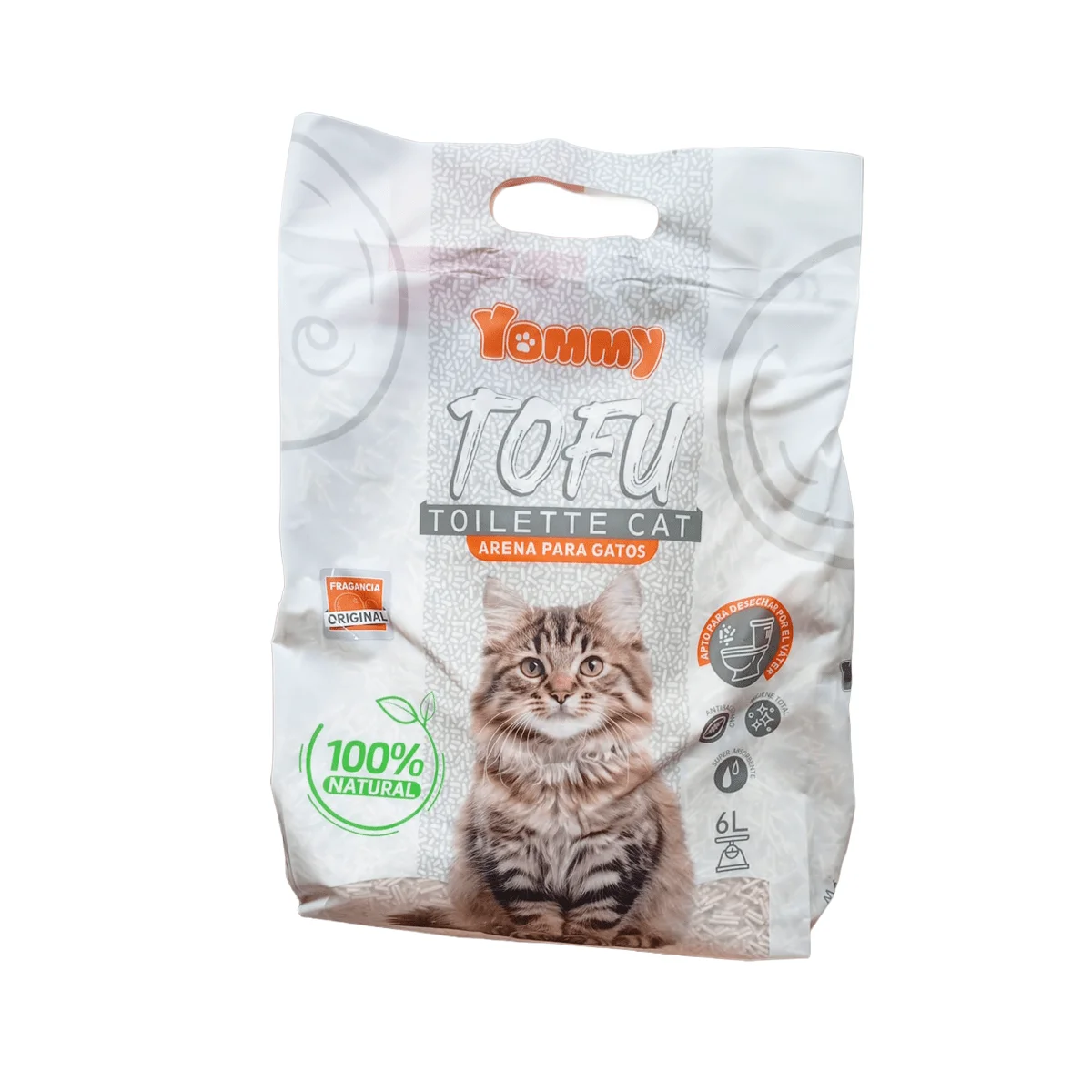 Tofu Toilette Cat – Arena Ecológica para Gatos Vegetal, Biodegradable y Apta Desechar en Inodoro, Controla olores - Yommy