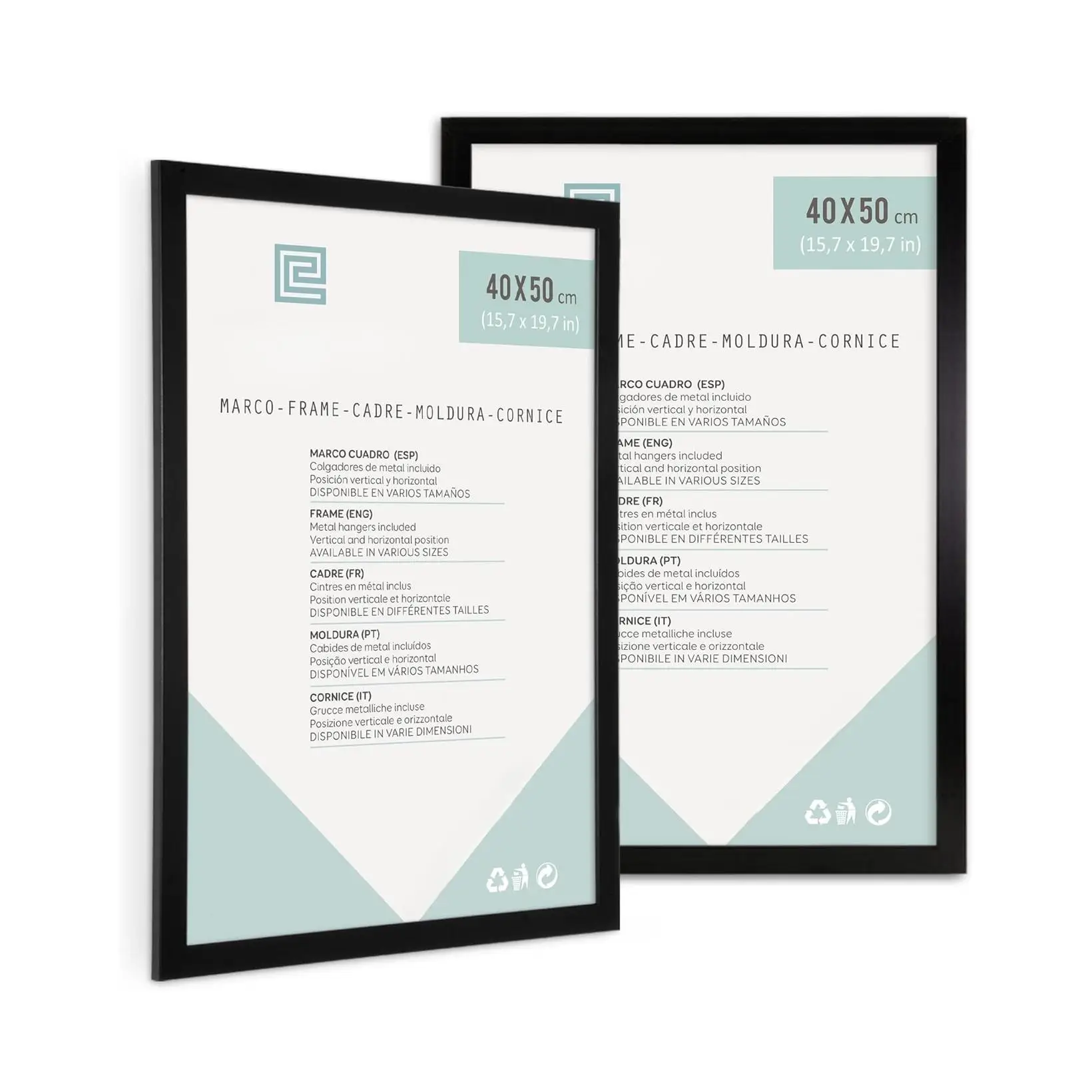 ORION91oficial® - Pack Marco de Madera | Fácil Montaje | 40x50 cm | Color Negro 🖤| Moldura 30x15 mm | Cristal Acrílico Resina Plástica | Colgadores y Herrajes Incluidos | Colgar Pared Horizontal o