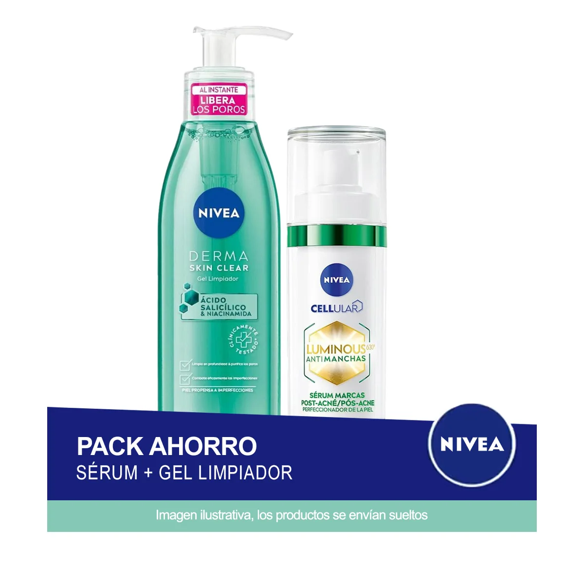 NIVEA Pack ahorro limpieza facial - Contiene Sérum anti marcas y Gel limpiador