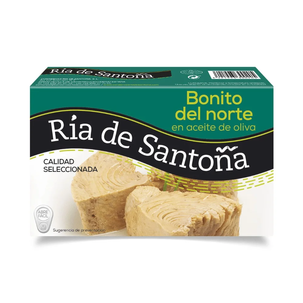 PACK 6 Bonito del norte en aceite de oliva lata 110Gr Ría de Santoña: Delicioso y saludable, elaborado artesanalmente con pescado del Cantábrico, envasado en aceite de oliva de alta calidad para un