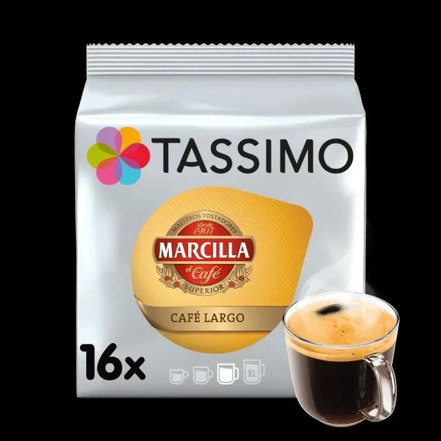 TASSIMO Marcilla Coffee Long Capsules-5 Packs of 16 Capsules, 80 Super Long Coffee Capsules