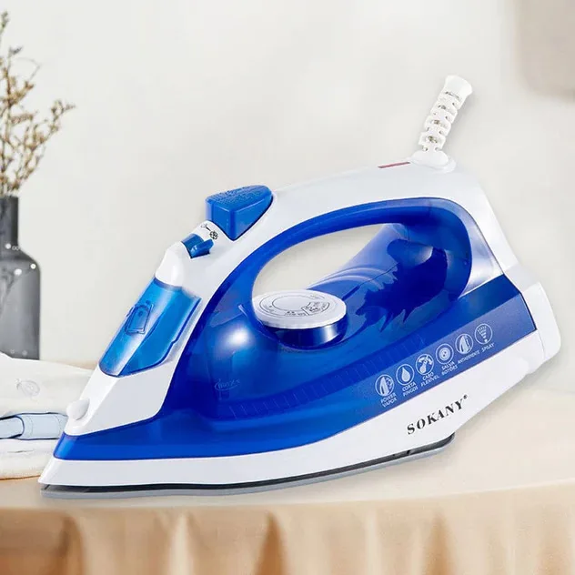 Steam iron, steam pipe 220ml 1600 w, adjustable temperature, 3 colors. Sokany