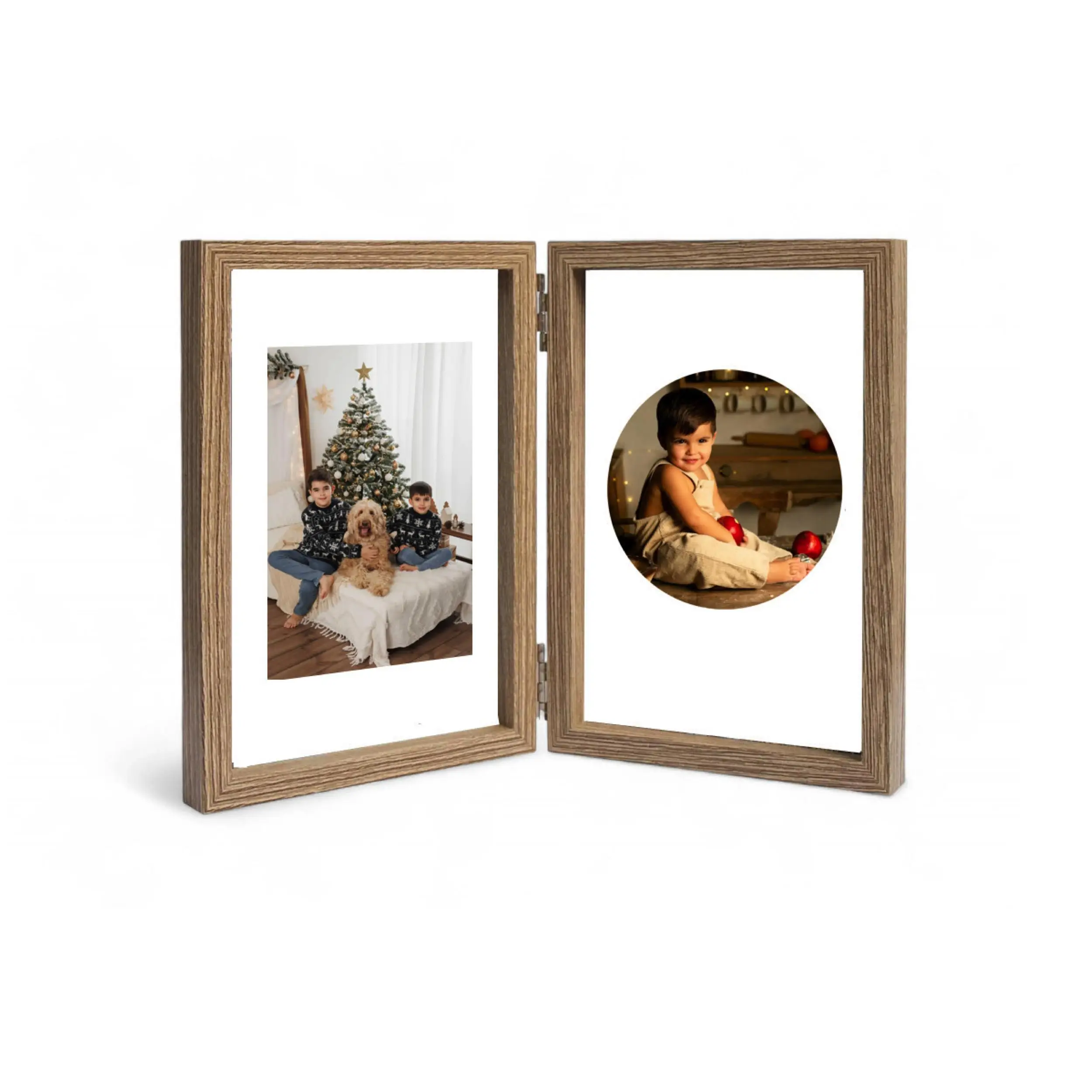 10x15 cm Double Folding Wooden Photo Frame natural color Wooden Double Photo Holder