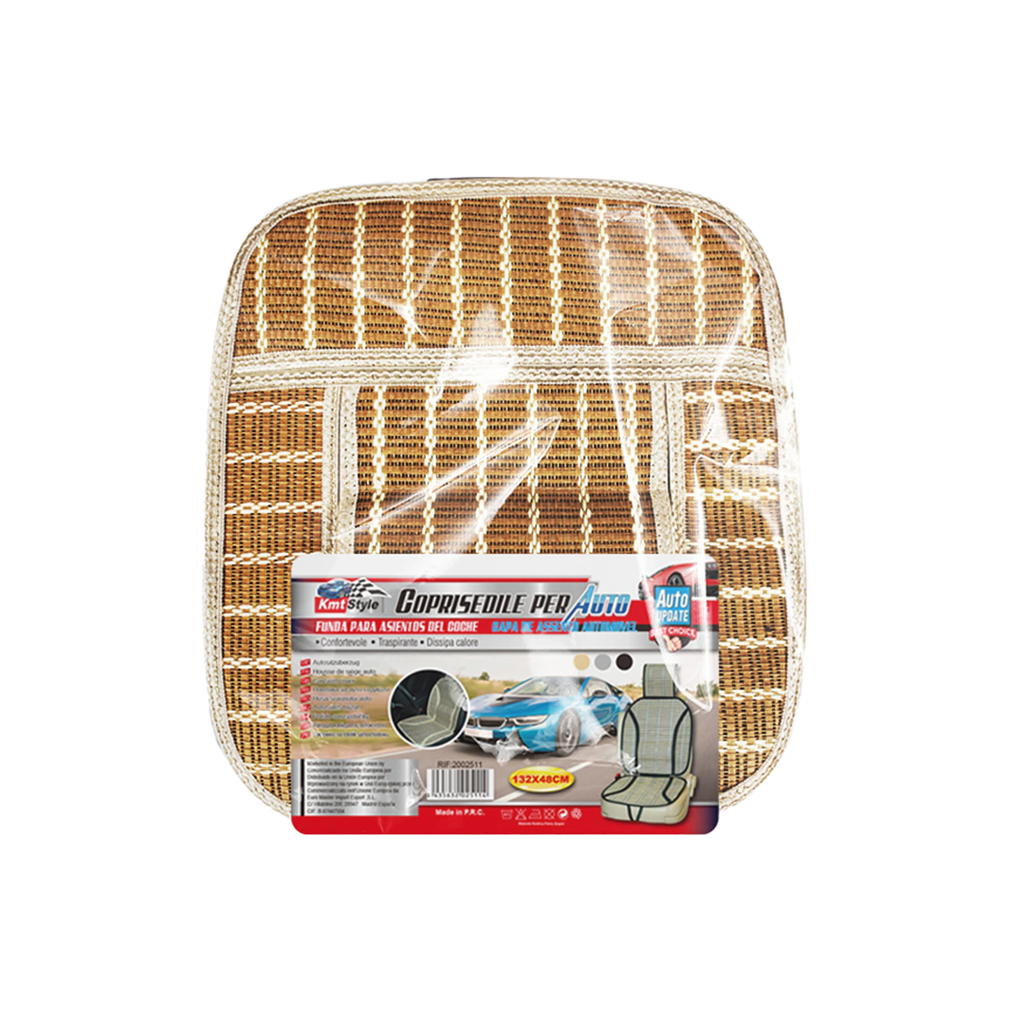 UD -KMT Style Cojín de Asiento de Bambú para Coche con Respaldo 45X130CM | Transpirable, Antideslizante y Refrescante