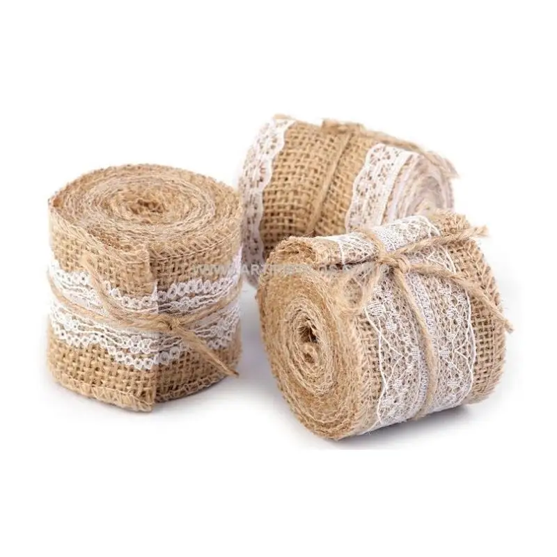 Rollo de Cinta de Yute Natural con Puntilla - Sombreros