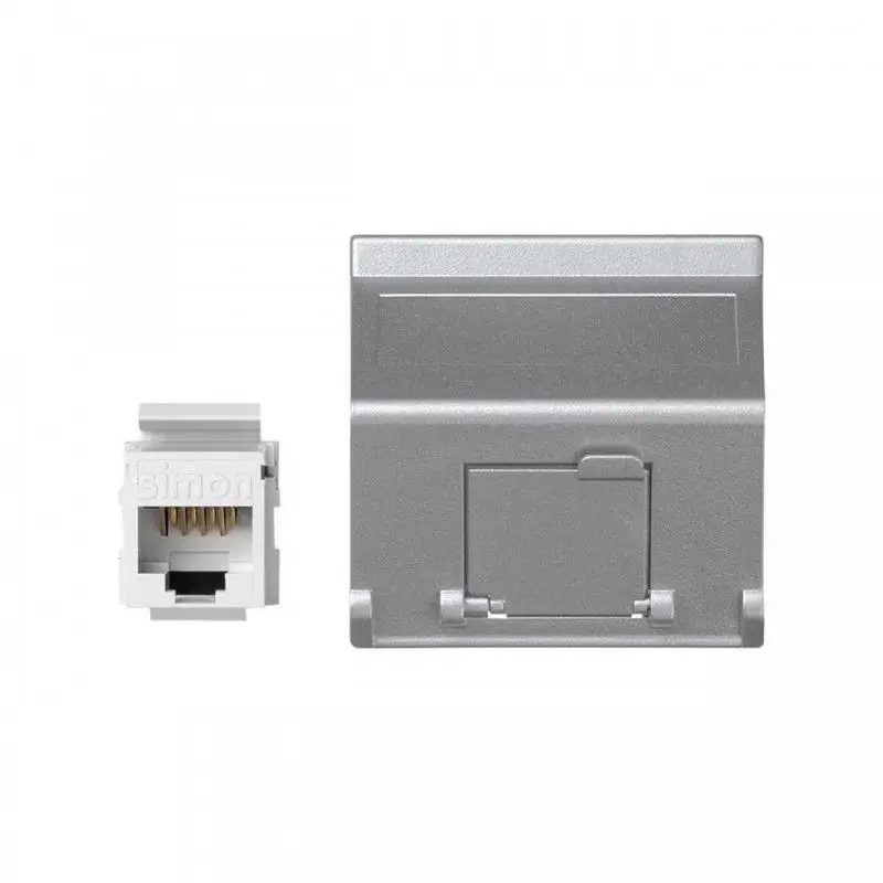 K45 plate with 1 RJ45 Category 6 UTP aluminum SIMON K8096U/8 dust cover connector