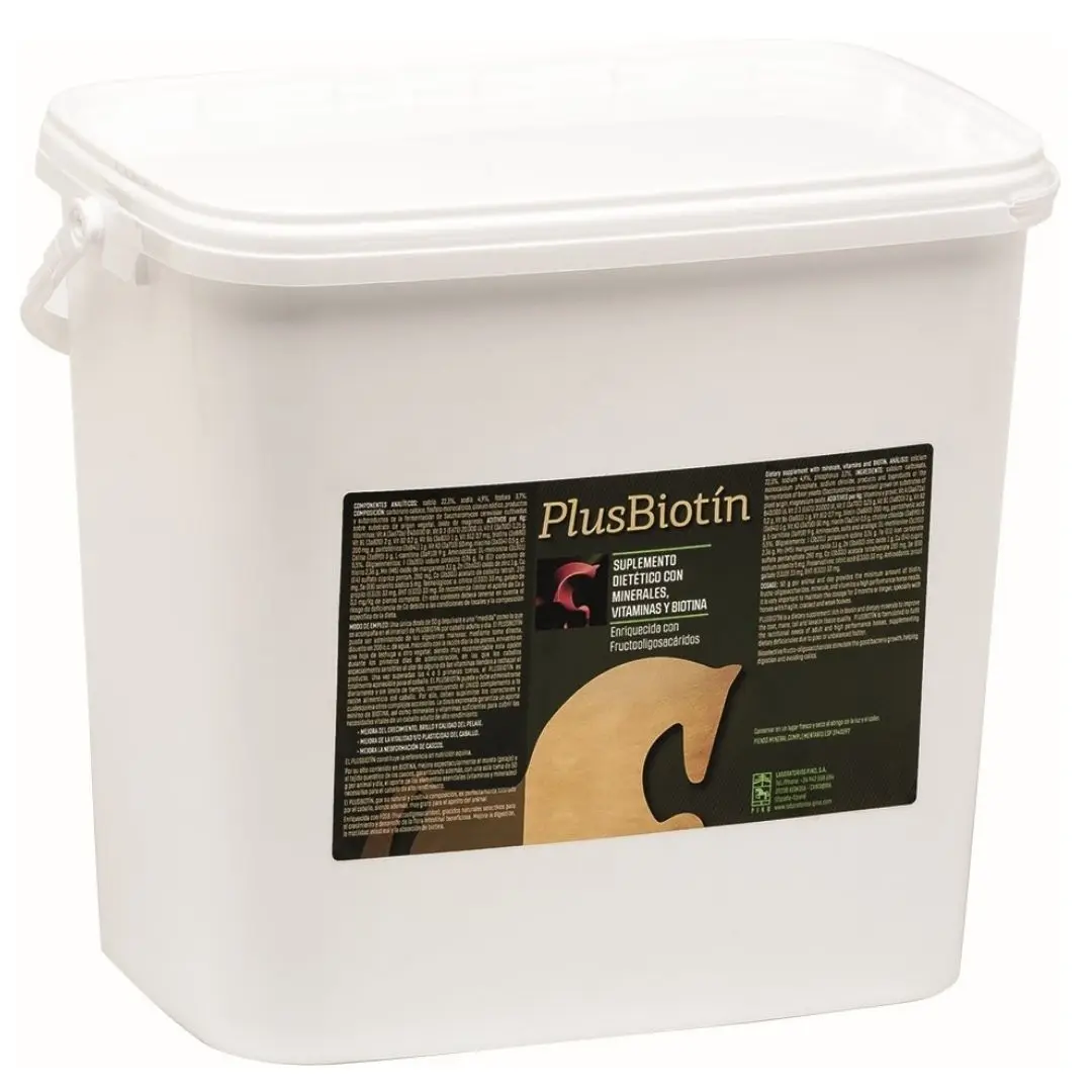 PLUSBIOTIN, mejora de crecimiento, brillo y calidad de pelaje y cascos en caballos de Laboratorios Pino. Varios Formatos