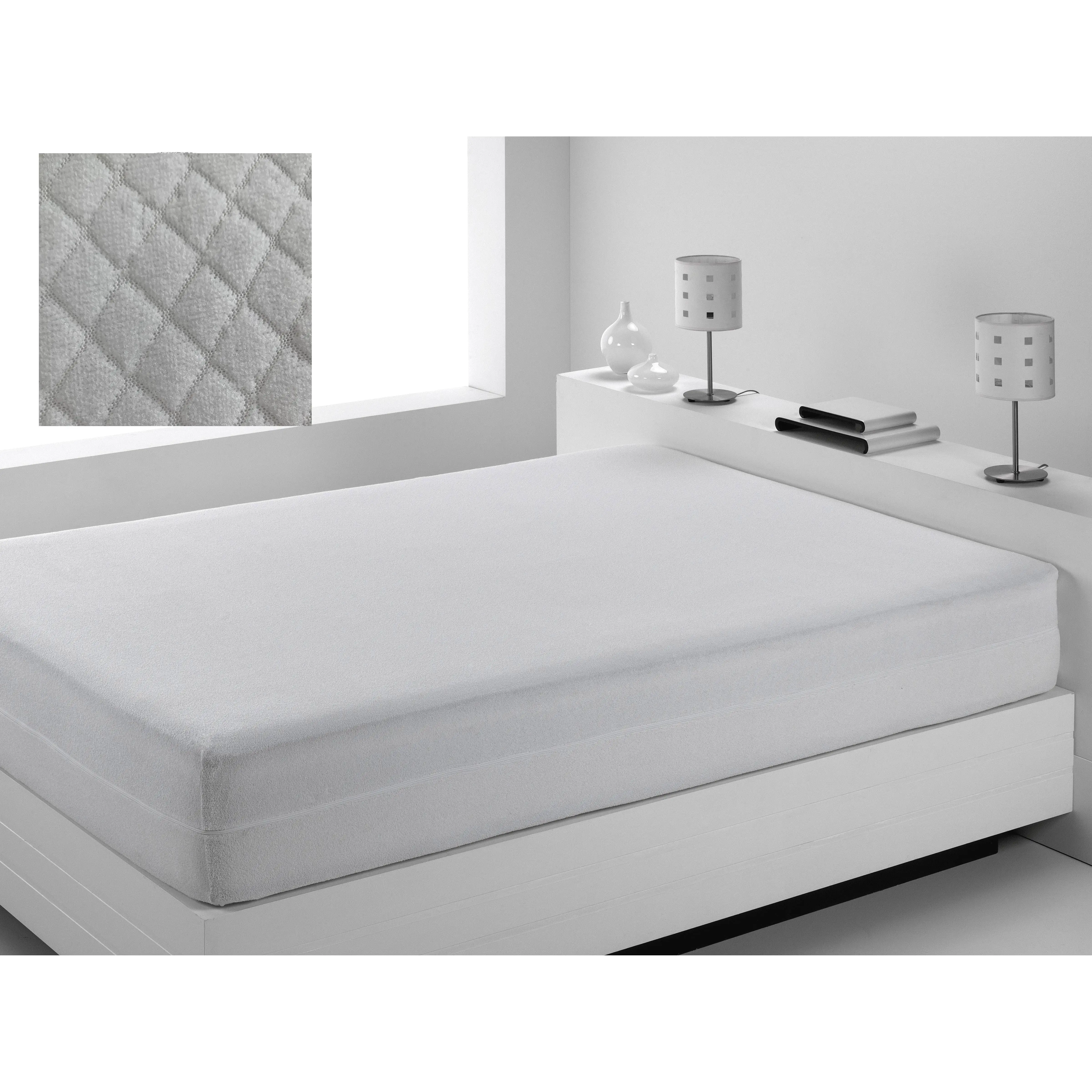 HIPERMANTA. Funda colchón RIZO DIAMANTE. IMPERMEABLE. ANTIÁCAROS y TRANSPIRABLE. ELÁSTICA con cierre en cremallera reforzada. Para CAMA de 90, 105, 135, 150 y 180 cm.