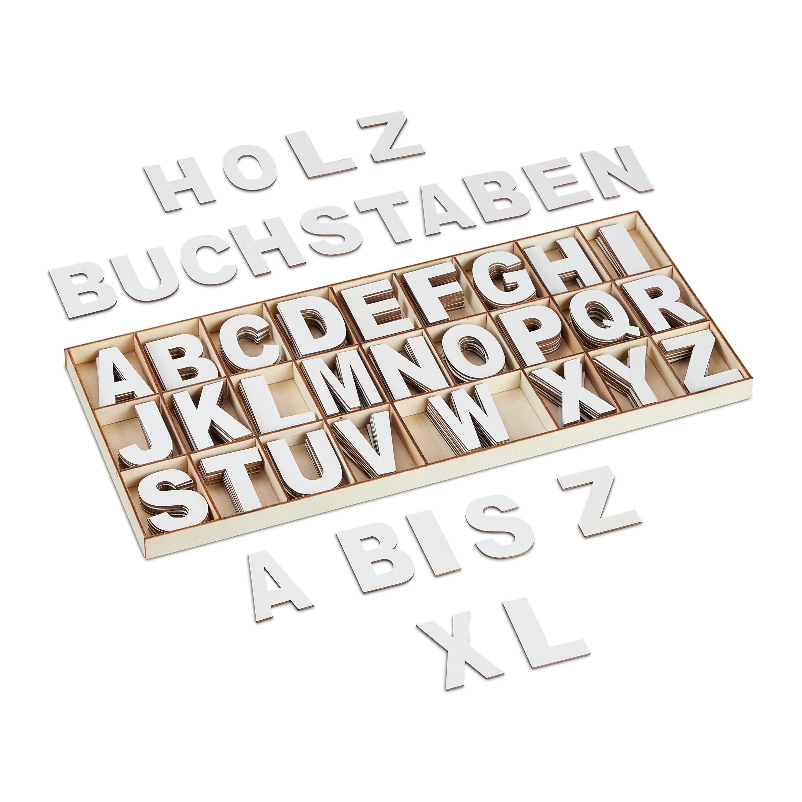 UD -Set 12 Letras de Madera 11 cm con Tinta Blanca – Letras A-Z para Decoración y Manualidades
