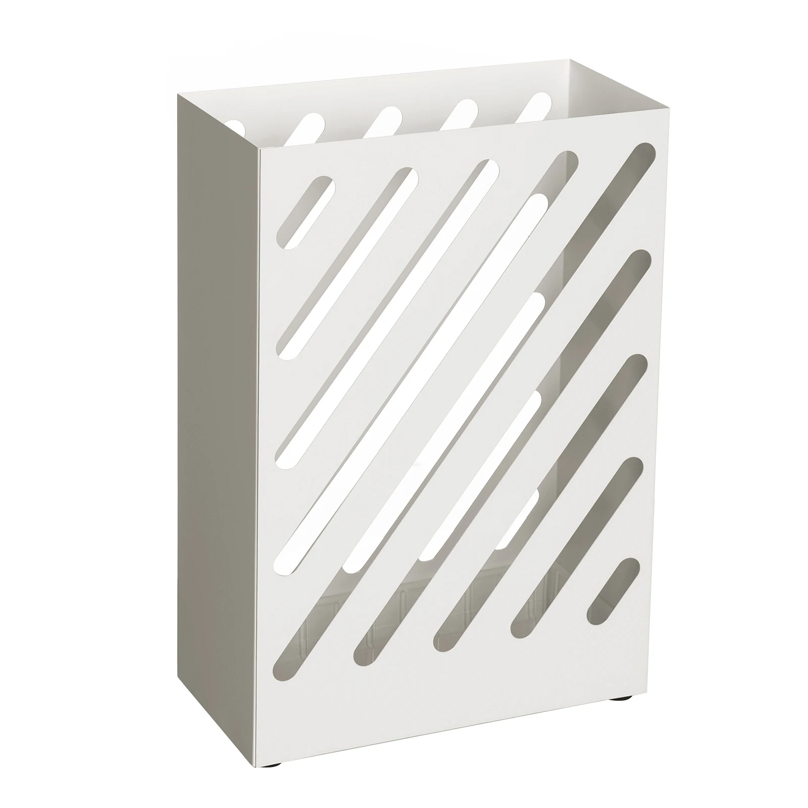SONGMICS Paragüero, Soporte de Paraguas, Cubo para Paraguas, Paragüero Rectángulo, Ganchos, Platos de Acumular Agua, Diseño deHueco, Blanco