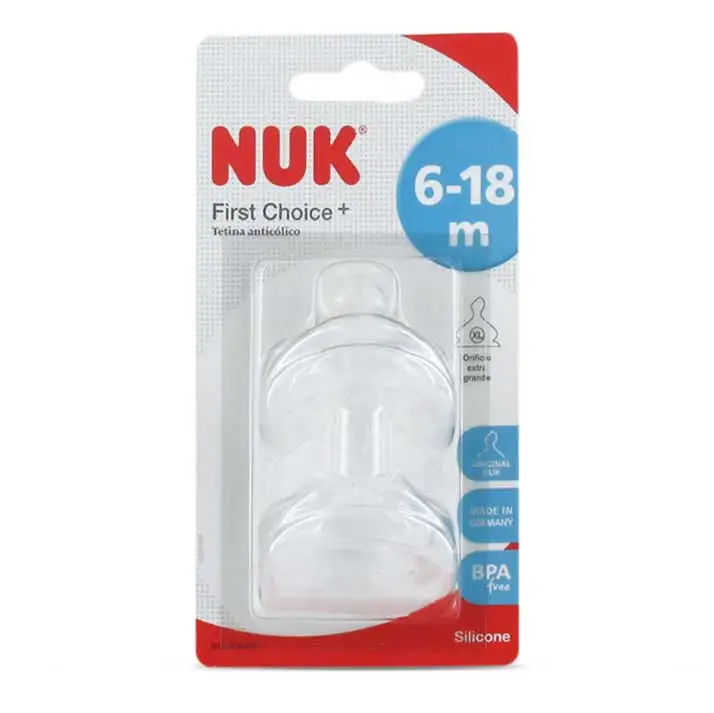 Nuk Tetina First Choice+ Talla XL Para Leche Con Cereales - Silicona 2 Unidades - Suavidad y Seguridad Garantizadas