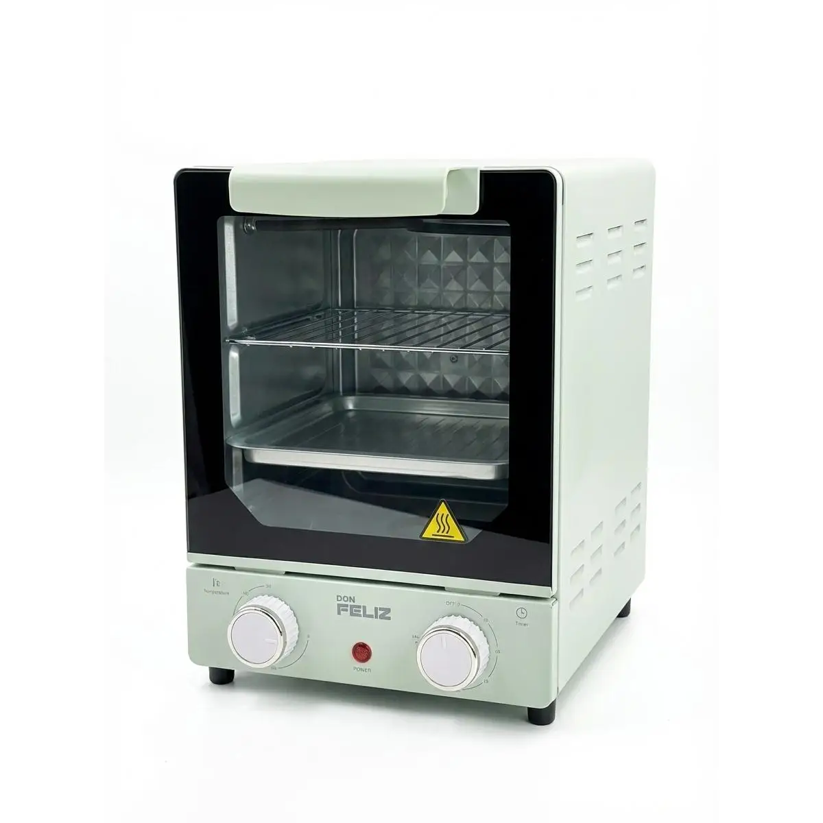 Horno Eléctrico Verde Vertical 15L Multifunción con Temperatura Ajustable, Temporizador 60 Min, Convección y Luz Interior