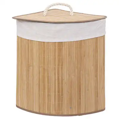 Factory Cuadros - Cesto para la Colada de Esquina de Bambú 48 L - L. 35 X P. 35 X H. 50 Cm