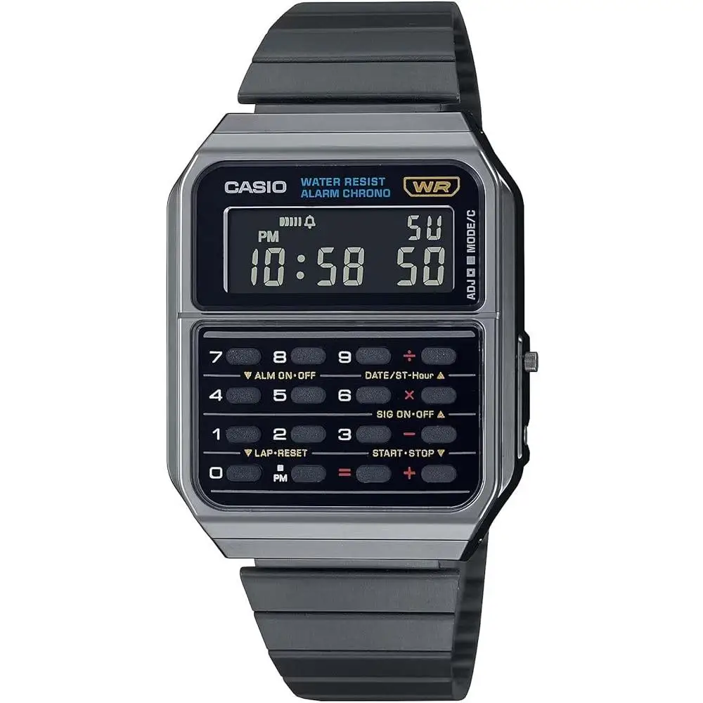 Reloj Casio calculadora ca-500wegg-1b correa de acero inoxidable