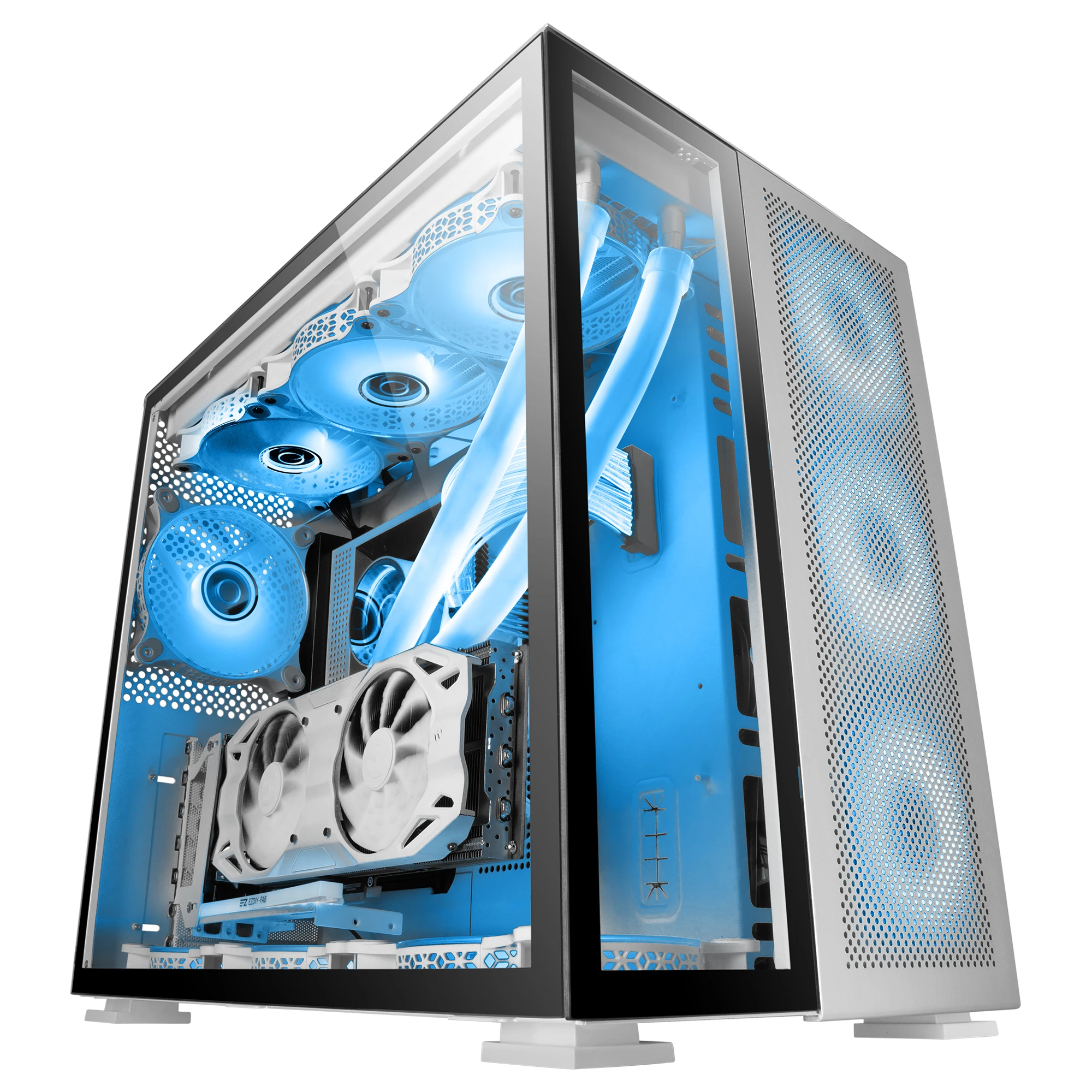 Mars Gaming MC-NOVA, Torre Gaming Custom XXL E-ATX, Aluminio Aeroespacial, Doble Ventana Completa Cristal Templado, Estructura Doble Cámara, USB-C, Caja PC Gaming