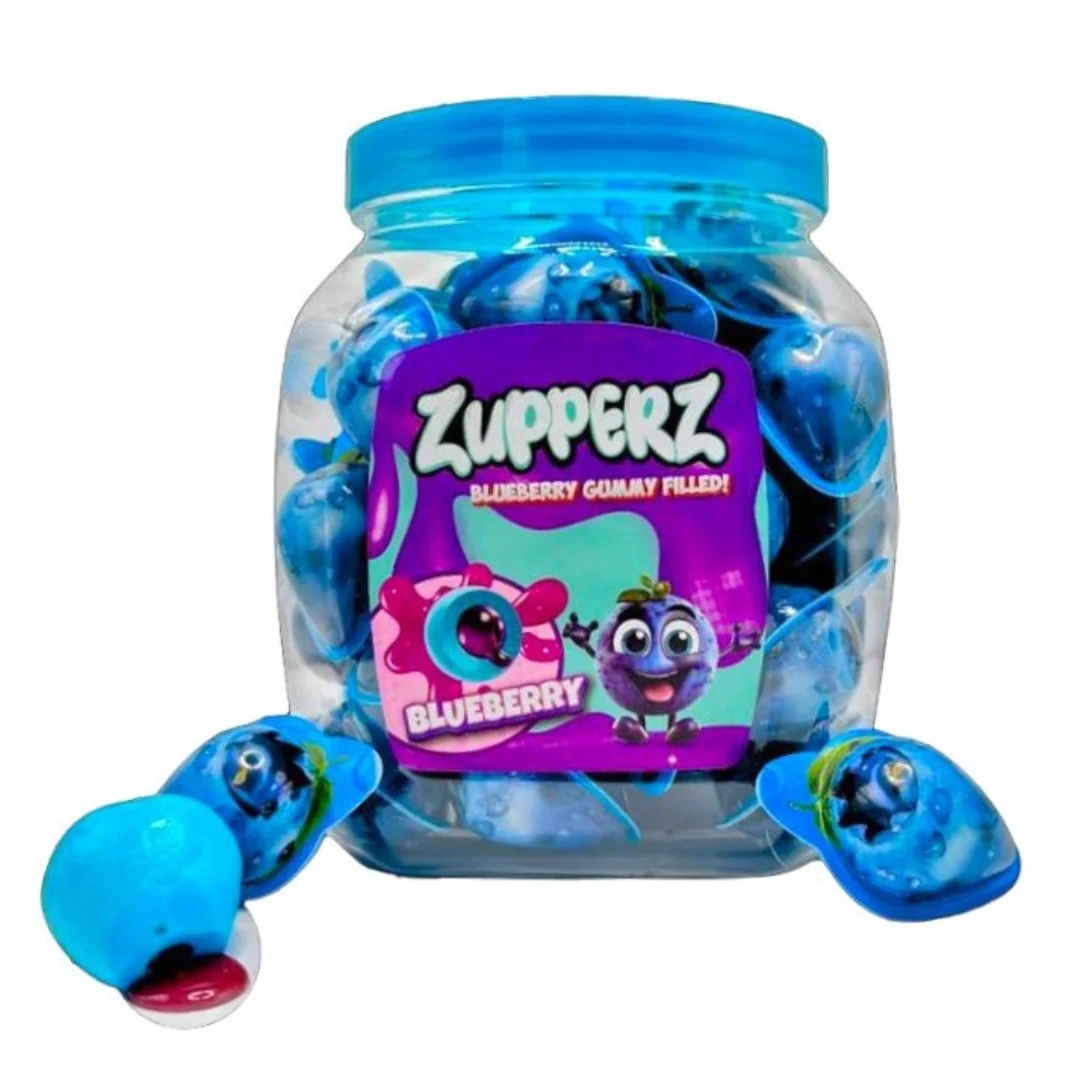 Zupperz Blueberry – Bote 50 Unidades | Caramelos Masticables con Sabor a Arándano Intenso