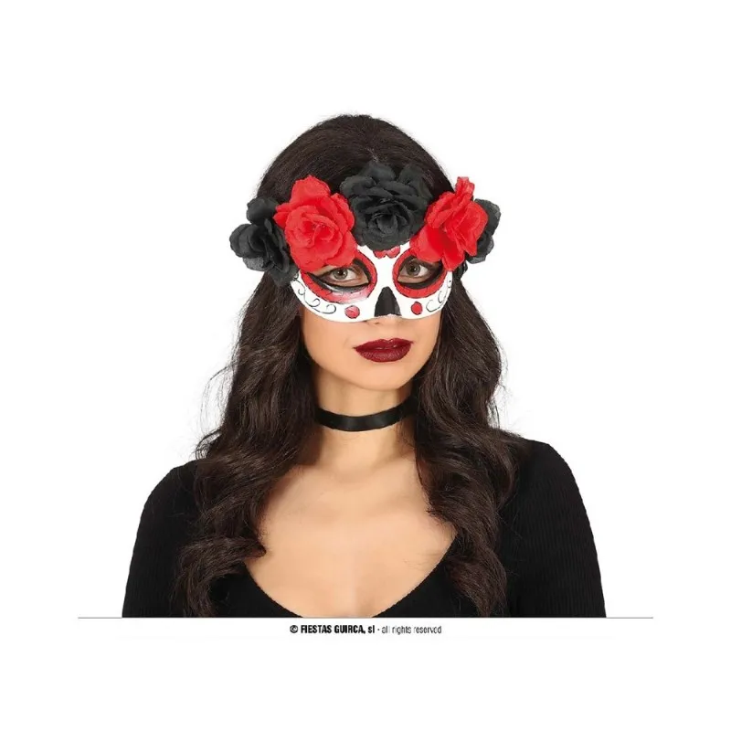 Catrina mask with black and red flowers. # Guirca # Halloween # flowers # Catrina