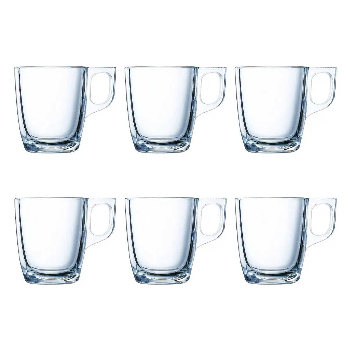Luminarc 6 Set Glass Cups 9cl, eco-friendly, made from extra resistant tempered glass, microwave and dishwasher safe, perfect for breakfast or coffee, durable and recyclable, ideal for any occasion.