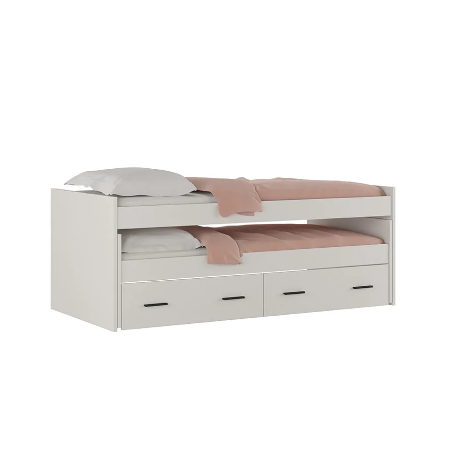 Cama compacta con cajoneras modelo Aura. Disponible en varios colores