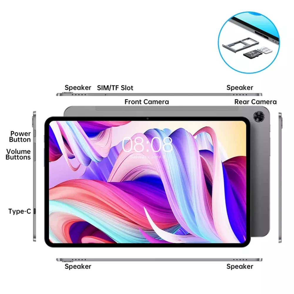 Teclast T40 Pro 4G Tablet 10,4 Pulgadas Pantalla 2000*1200, 8GB RAM+128GB ROM Ampliable hasta 1TB, Cámara Frontal 8MP Trasera 13MP, WiFi Doble Banda, Bluetooth 5.0, Batería 7000mAh Carga Rápida PD 18W 9