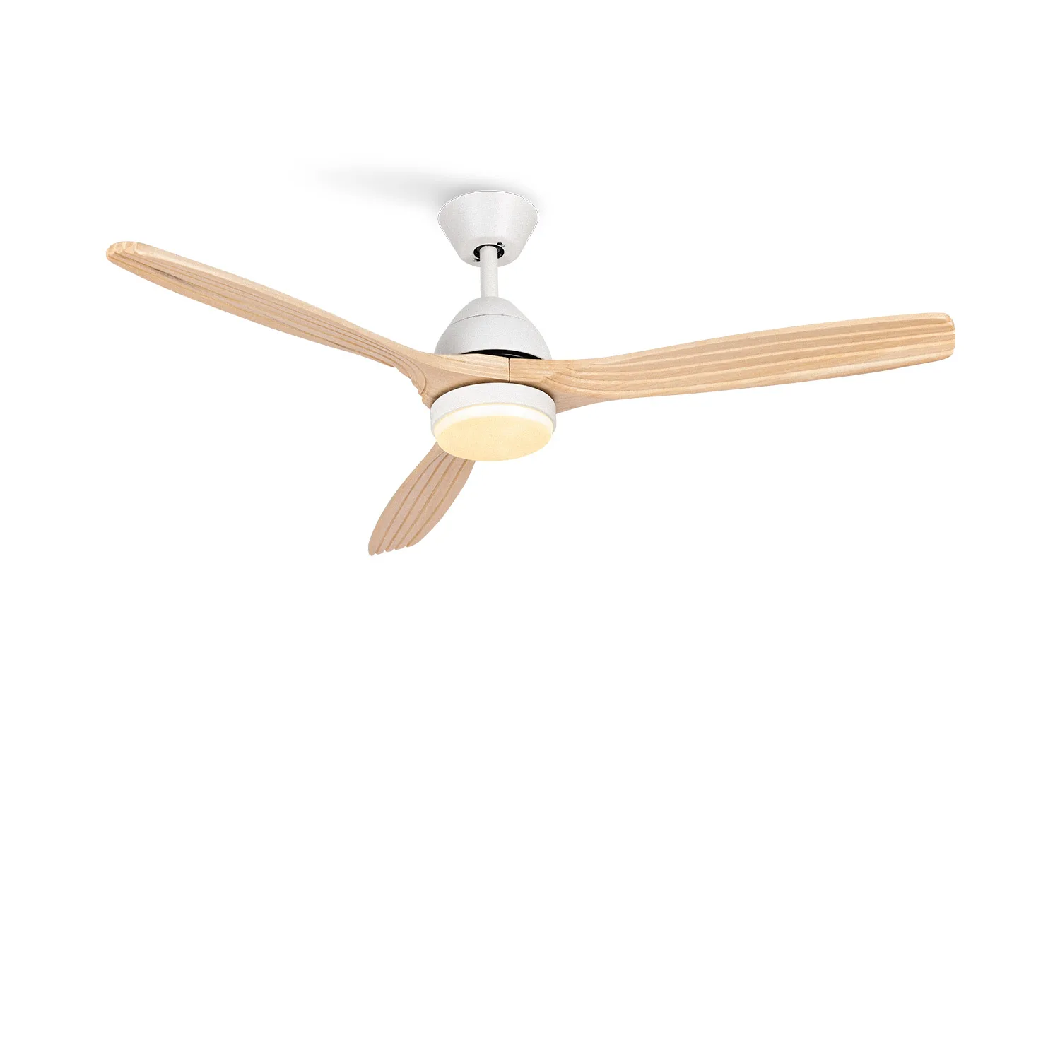 CREATE ceiling fan 40W silent Ø 132 cm - 6 speeds, Summer/Winter function-white and natural wood-WINDLIGHT CUP DC