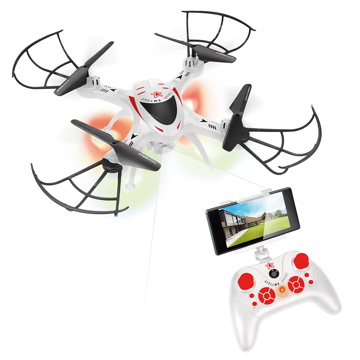 XTREM RAIDERS - Drone de juguete de plástico, con cámara, color blanco, autolooping 360o, drone para niños, fácil de manejar