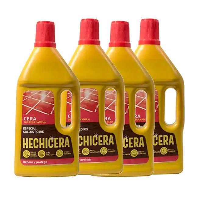Cera roja hechicera para suelos de terrazo, mármol y baldosas 750 ml. Caja 4 uds