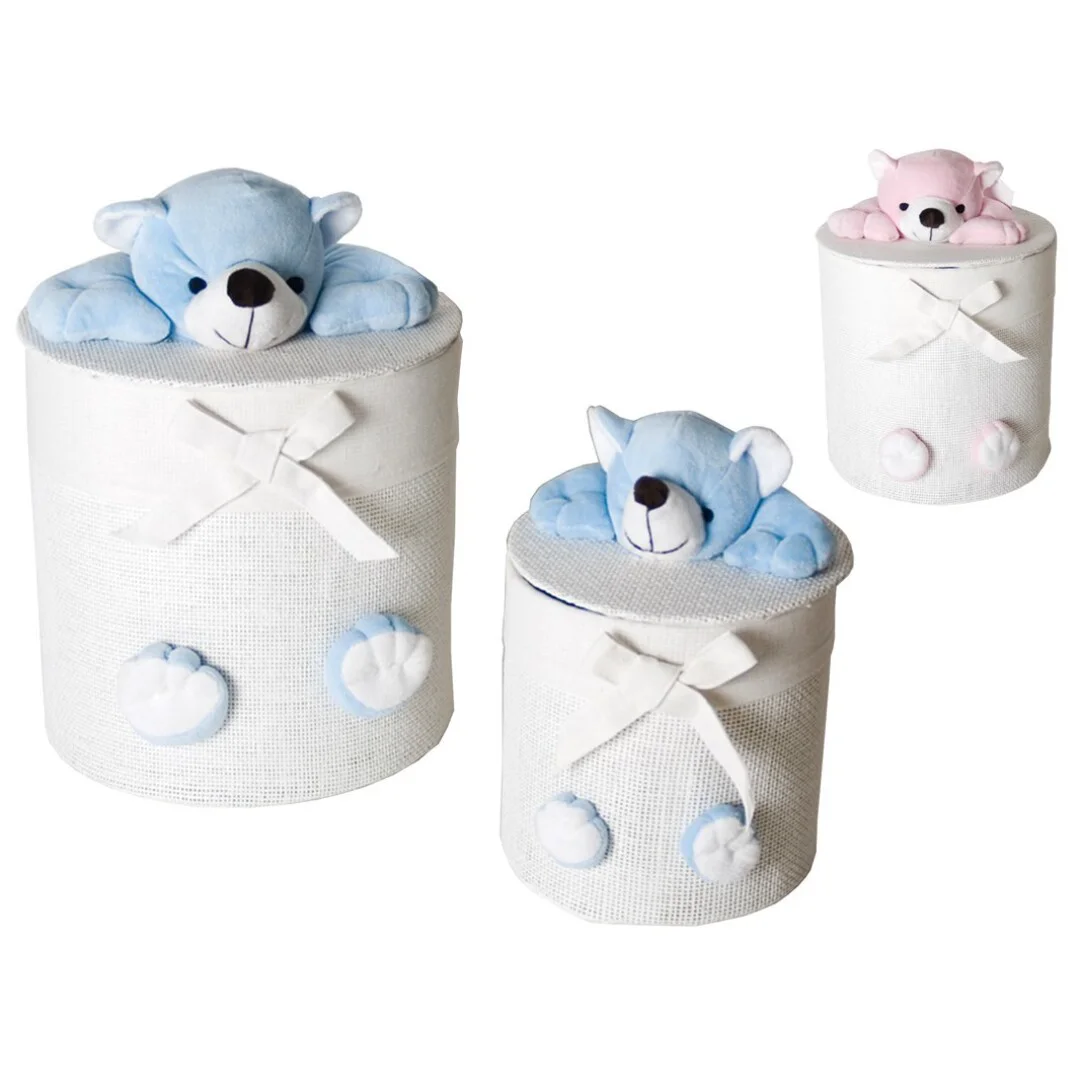 Set de Cestos Organizadores Hermoso con Diseño de Ositos en Relieve - Ideal para Habitación del Bebé - Gissed