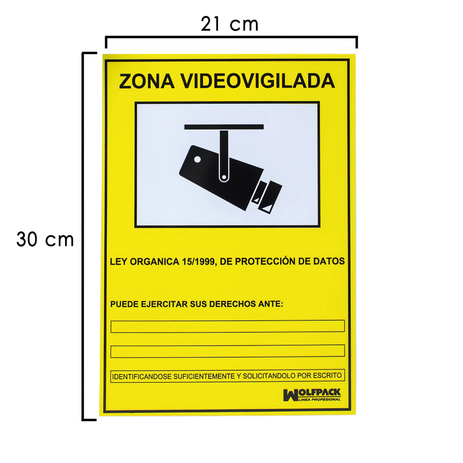 SANCO STORE - WOLFPACK LINEA PROFESIONAL Cartel Zona Videovigilada 30x21 cm.
