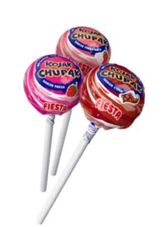 Chupa kojak fiesta without gum assorted cola, strawberry and strawberry with cream flavor, 115 units, sugar free, gluten free, natural colors – colombina brand