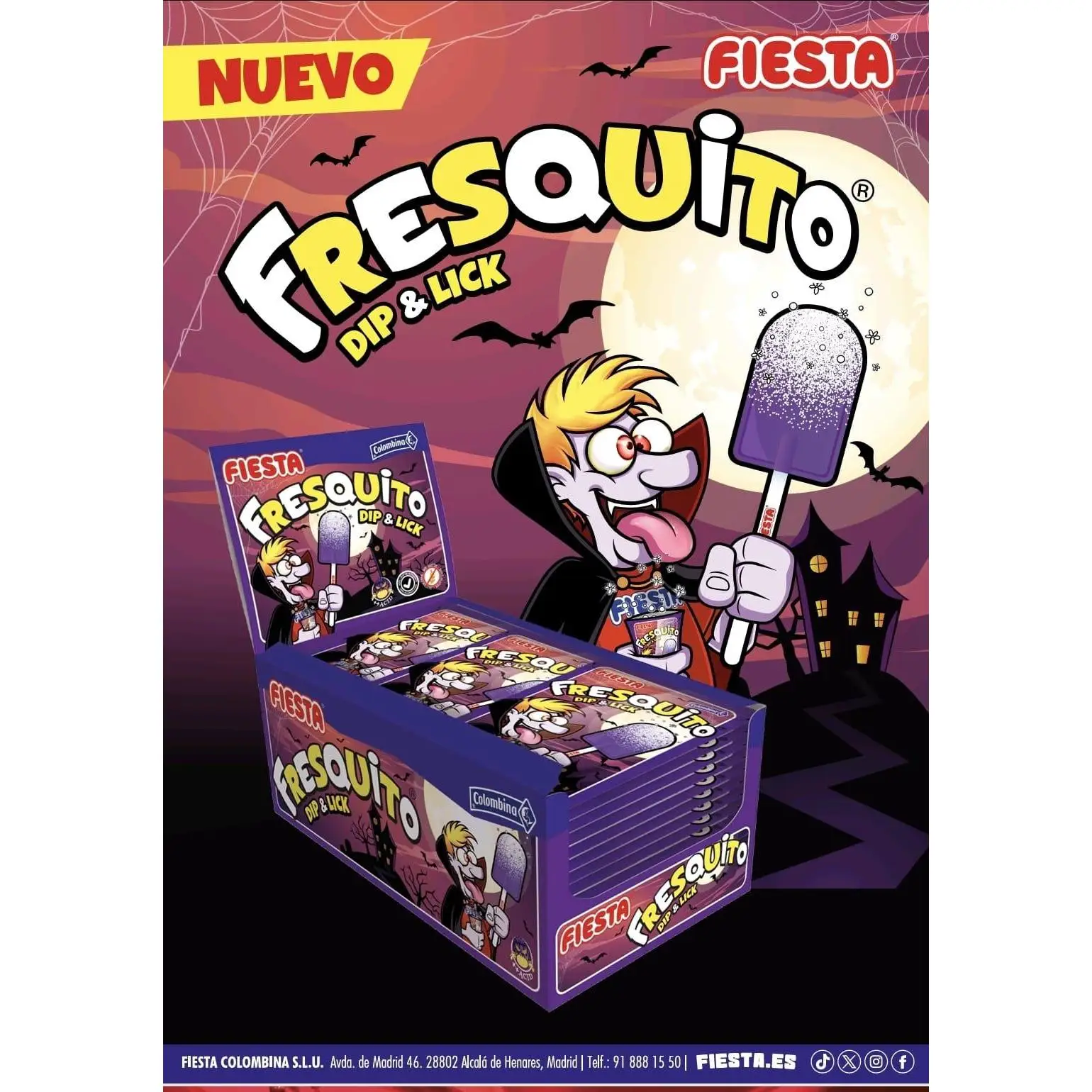 Fresquito PICA PICA Fiesta Halloween Sabor Mora Ácida 40 Unidades - Colombina sin gluten sin lactosa