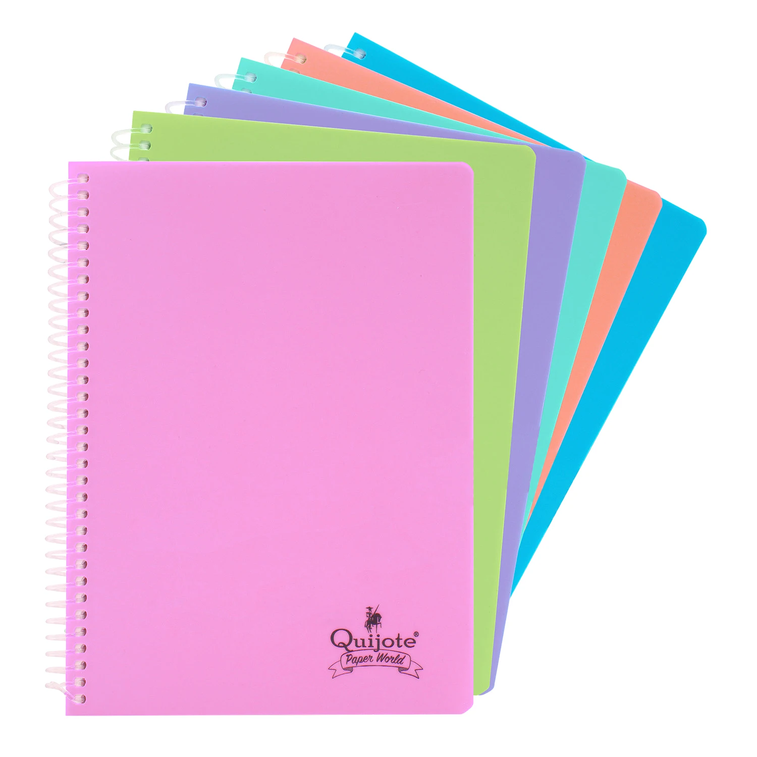 Quijote Paper World Cuaderno A5 Espiral Transparente Tapa Plástico 80 Hojas 90 g/m² Colores Pastel Pack 2 y Pack 6