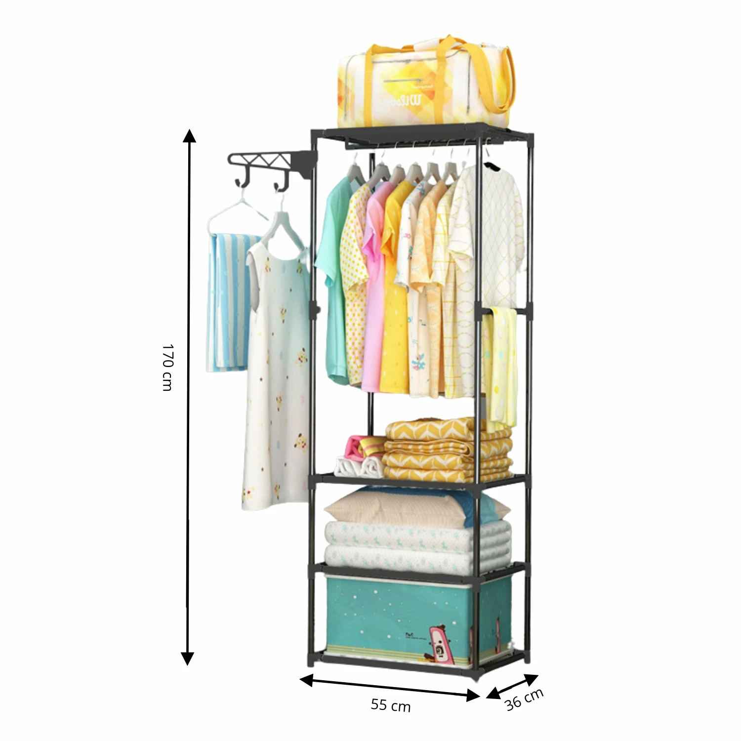 LUTODY - Standing coat rack, shoe rack, garment organizer clothes coat t-shirt jacket, save clothesline space
