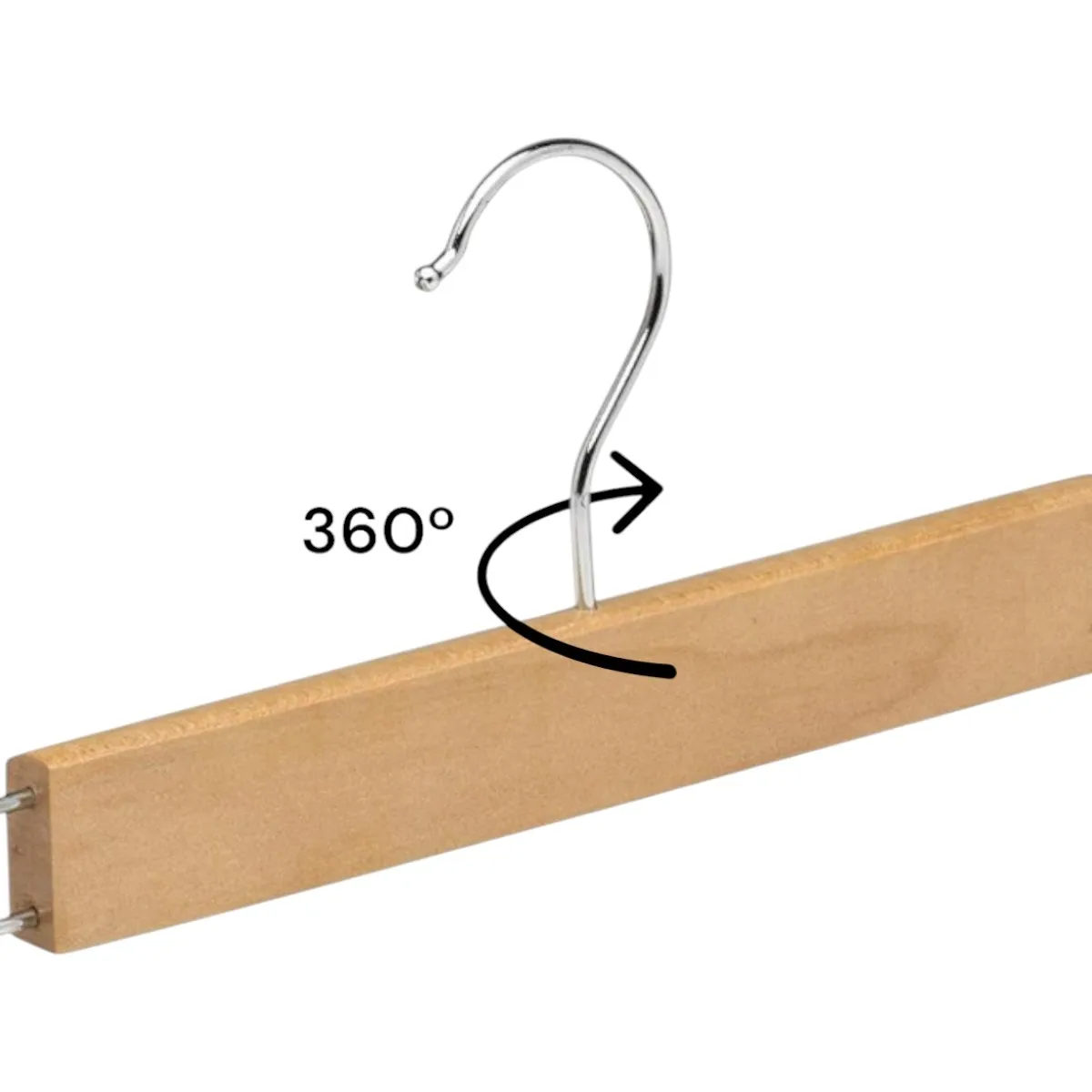 DISTRIBUX Wooden Hangers Set of 6 with 360° Rotating Hook and Adjustable Clips, strong and durable for pants, skirts, and jeans, perfect wardrobe organizer for space-saving storage. #5