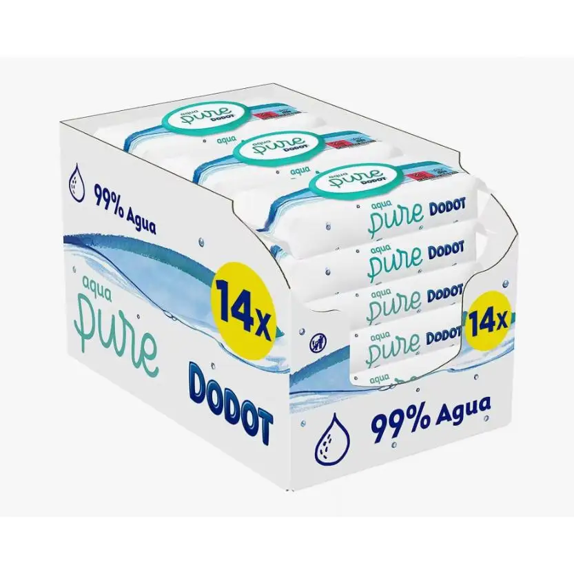 Dodot Toallitas Pure Aqua Para Bebé, 14 paquetes de 48 unidades 672 Toallitas, Limpieza Delicada, 0% Plástico