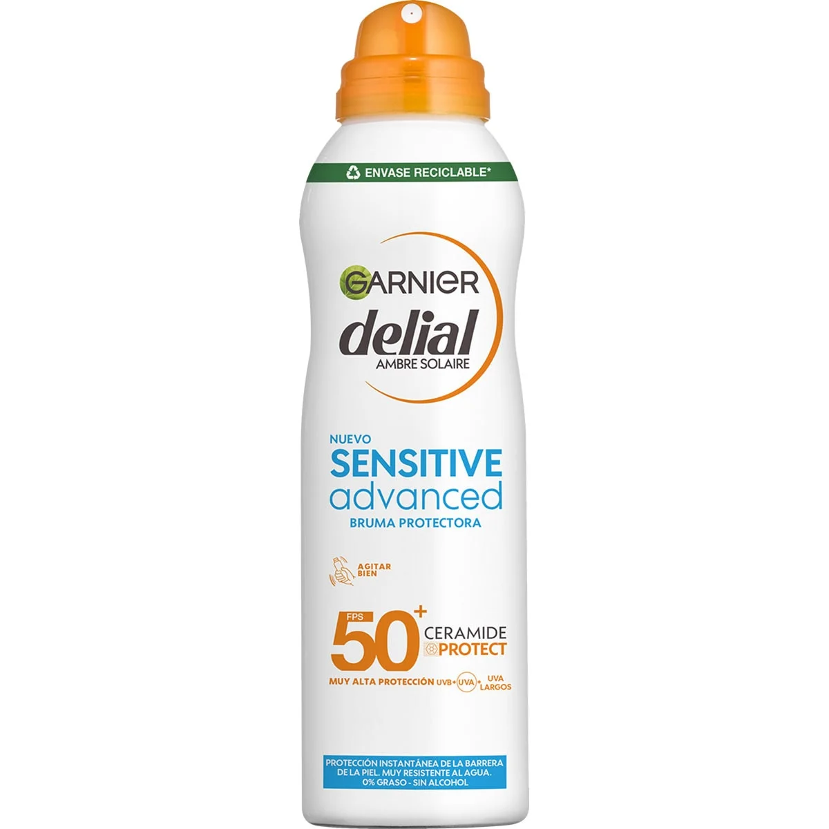 GARNIER DELIAL Sensitive Advanced bruma solar ceramide protect SPF-50,150 ml muy resistente al agua, no graso y sin alcohol