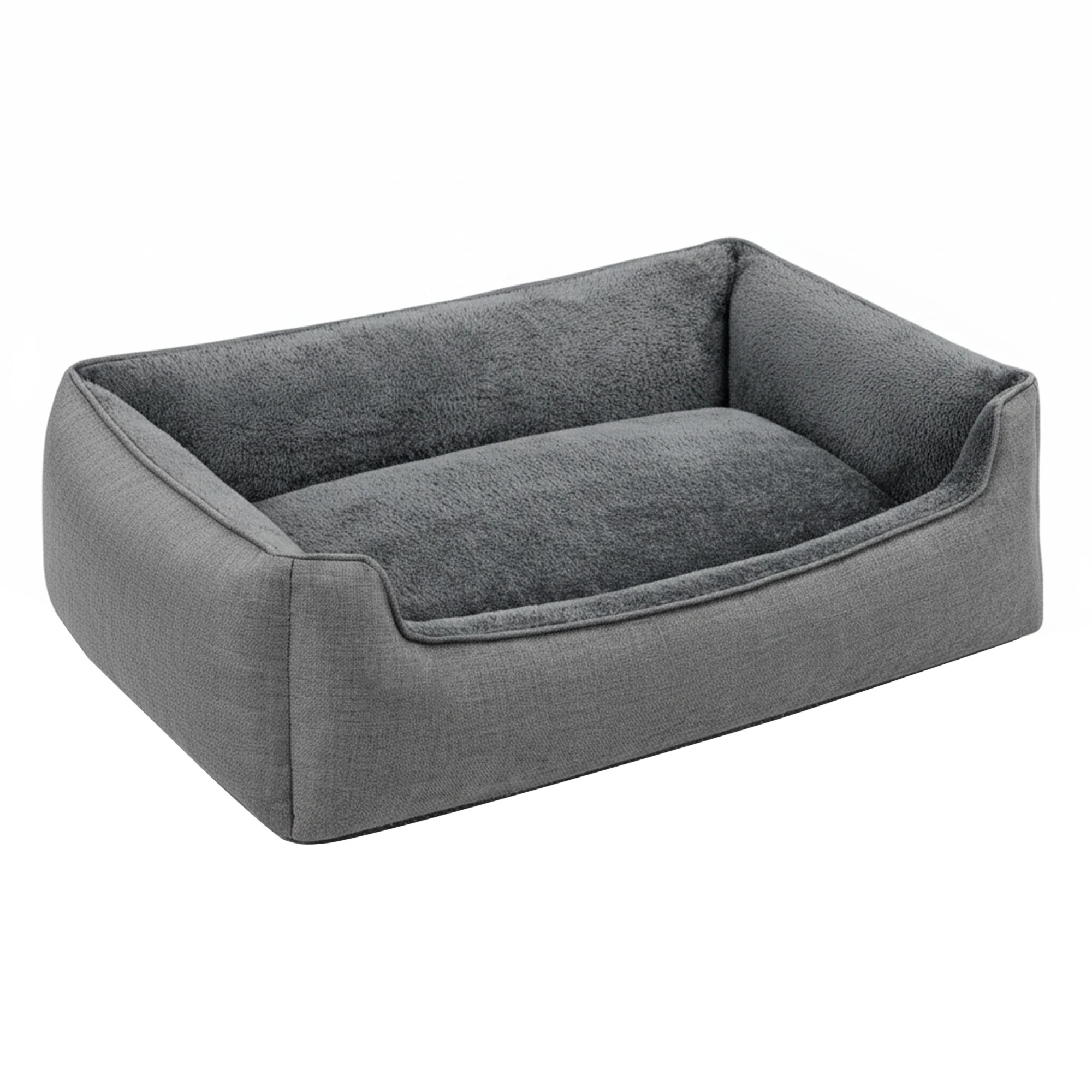 Feandrea Cama para Perros, Sofá de Lino para Mascotas, Bordes Elevados, Fondo Antideslizante, Funda Removible para Lavado, XL para Perros Grandes, 100 x 75 x 25 cm, Gris Paloma, Regalo de Navidad