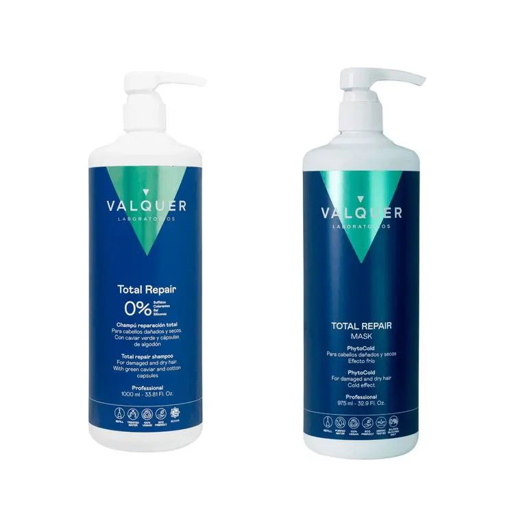Valquer Laboratorios Verde Valquer Pack Reparación Total Champú 1L + Mascarilla 975 Ml - Imagen 2