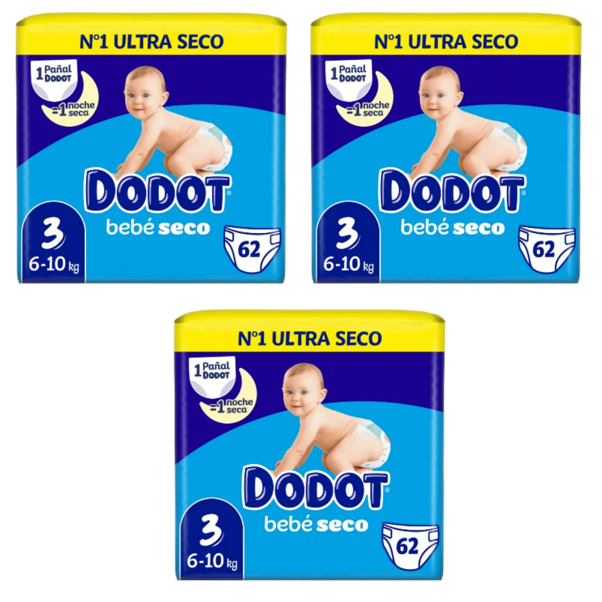 DODOT dry baby diapers size 3 (6-10kg) 62 pieces box 3 bags Total 186 diapers