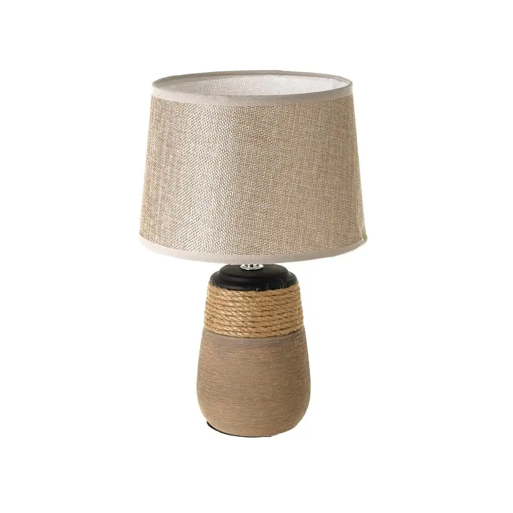 Lola Home Lámpara de mesa de cerámica y cordón de arpillera marrón de Ø 20x30 cm