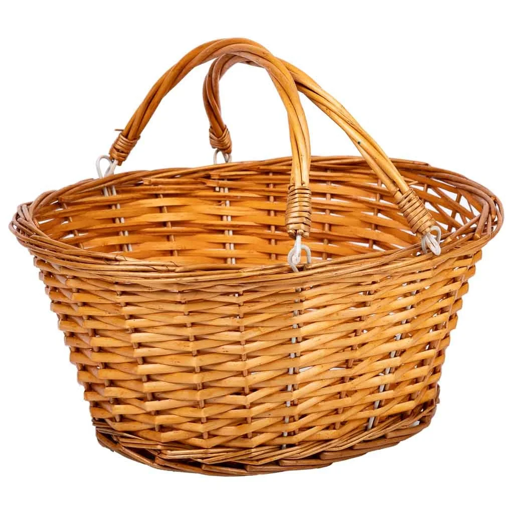 Wonderlust Deco - Cesta de mimbre asa abatible marrón 35x28x30h cm Marrón 35x28x30h cm