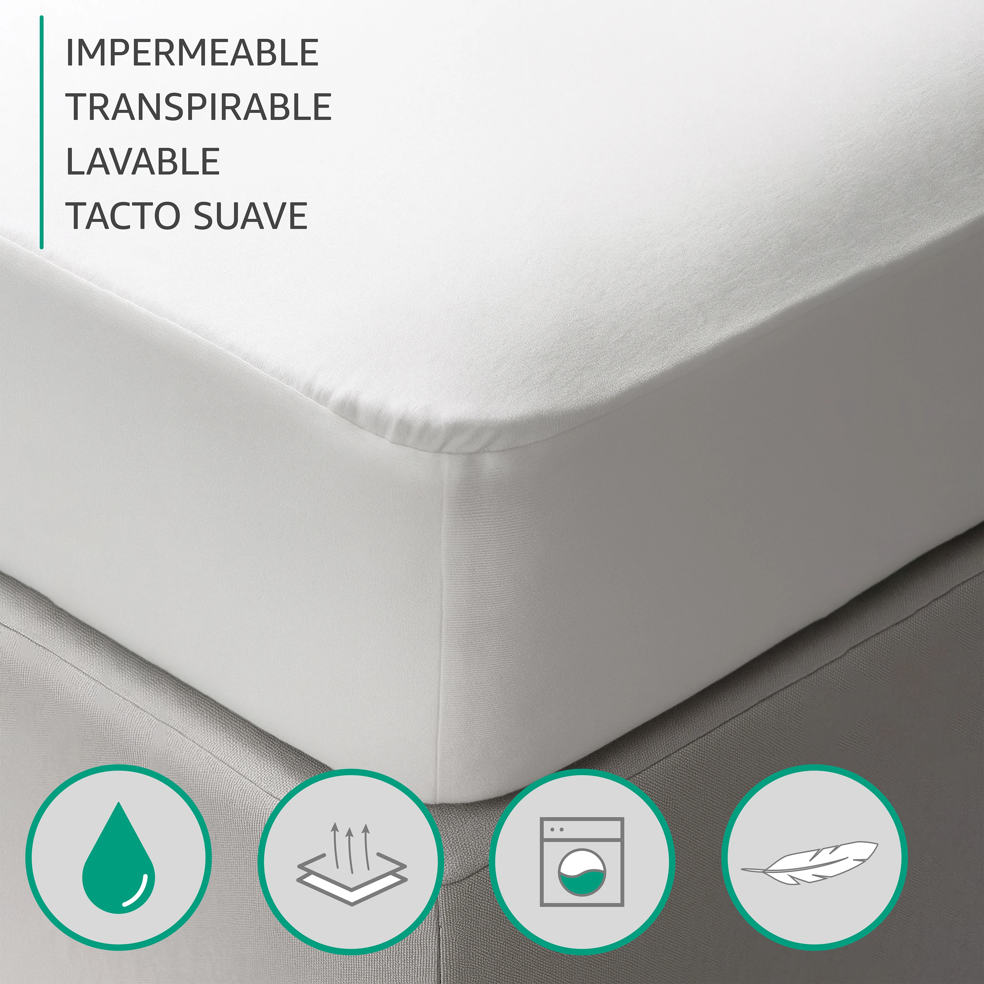 VALENTIA HOME Protector Colchon PUNTO I  Impermeable y Transpirable, | ajustable 30cm de altura | 🔇 silencioso | Antiacaros I - Lavable, Elastico, muy suave, Maximo confort. Tamaños de cama 90cm