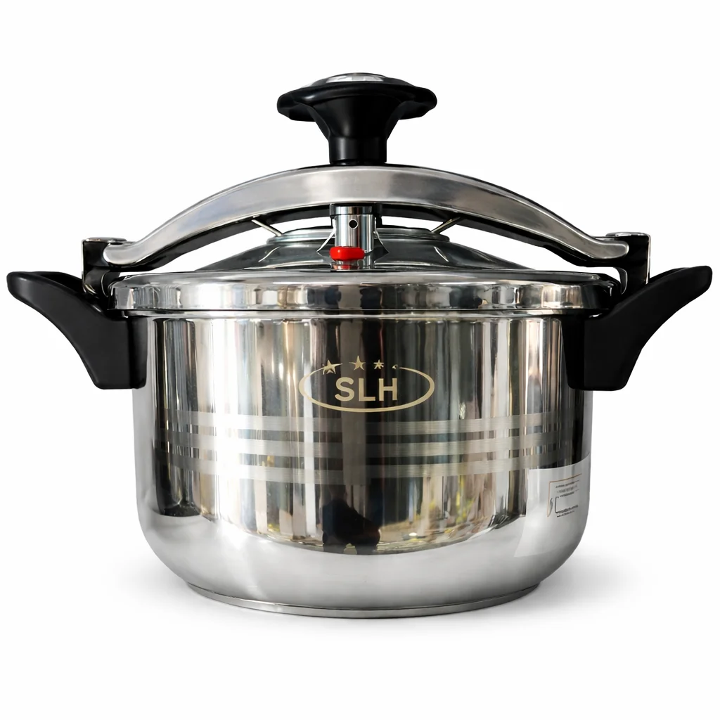 Olla a presión EXPRESS de acero inoxidable de alta calidad – segura y duradera para la cocina diaria, compatible con vitrocerámica y gas butano