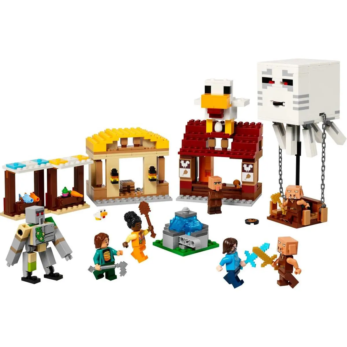 Lego 21273 minecraft the attack to the ghost balloon village, gift toy for kids, home and building set based on the video game with chicken and golem figures #2