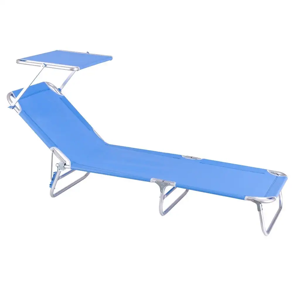 Tumbona playa con parasol, reclinable de 3 posiciones convertible en cama de aluminio LOLAhome