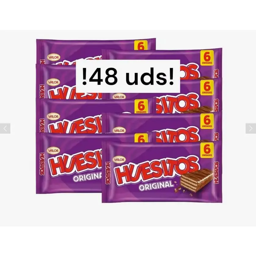 PACK DE 8 - Barritas de Barquillo con Chocolate Huesitos Valor – Total 48 Unidades