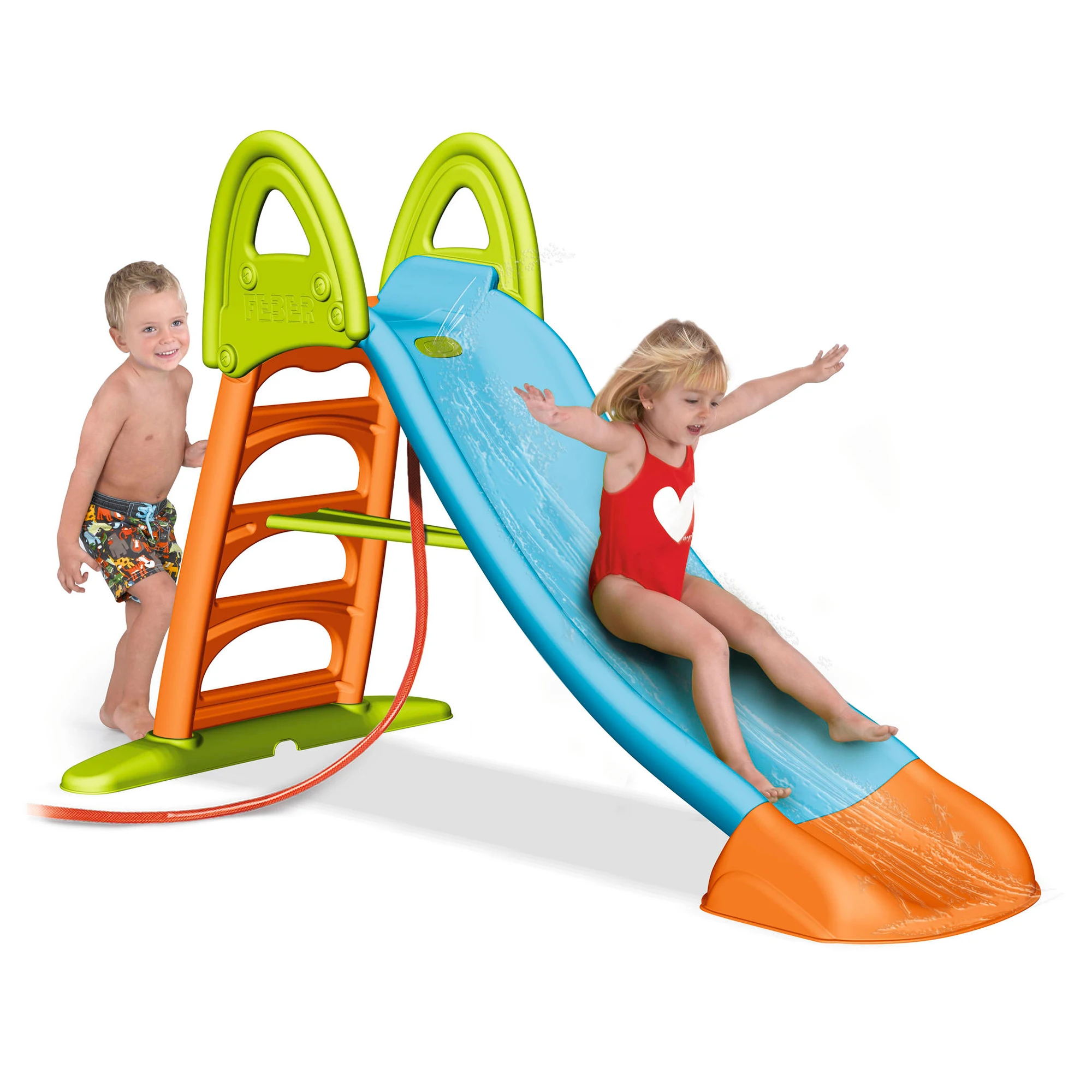 Feber - slide 10 with water, with hole to put the hose, non-slip stairs, multicolored, highly resistant and easy to assemble, for children between 3 and 8 years, famosa (800009592)