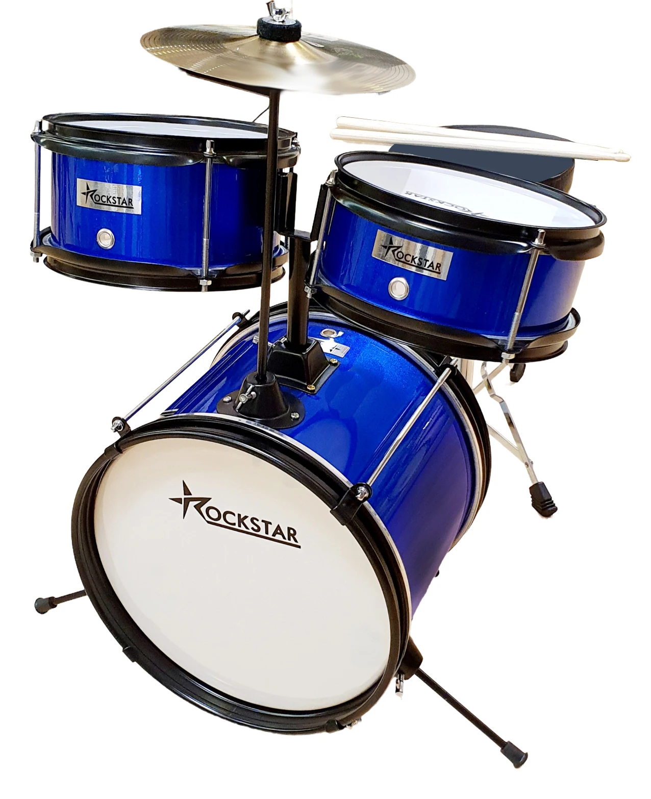 ROCKSTAR MUSIC-children's drums JDS1043B-tunable Musical instrument with bass drum Pedal, stool and drumsticks-exceptional sound quality. Dimension: 50cm wide, 90cm Bottom, 75cm high #3