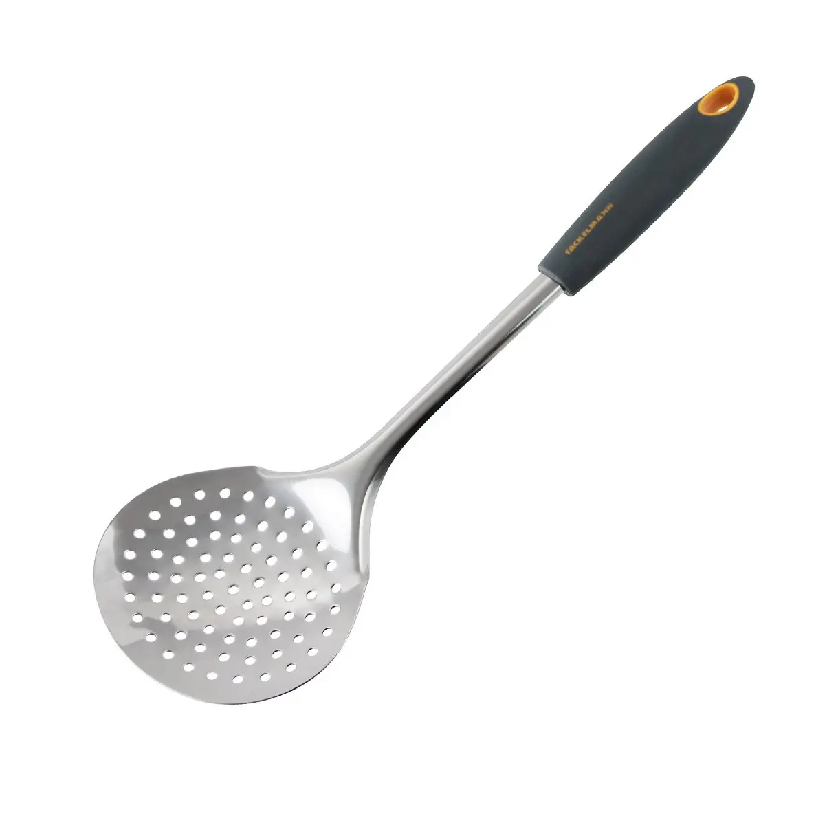 FACKELMANN Espumadera  34cm. Soft, polipropileno, TPR,  acero inox, color inox, naranja y gris. 1 ud.