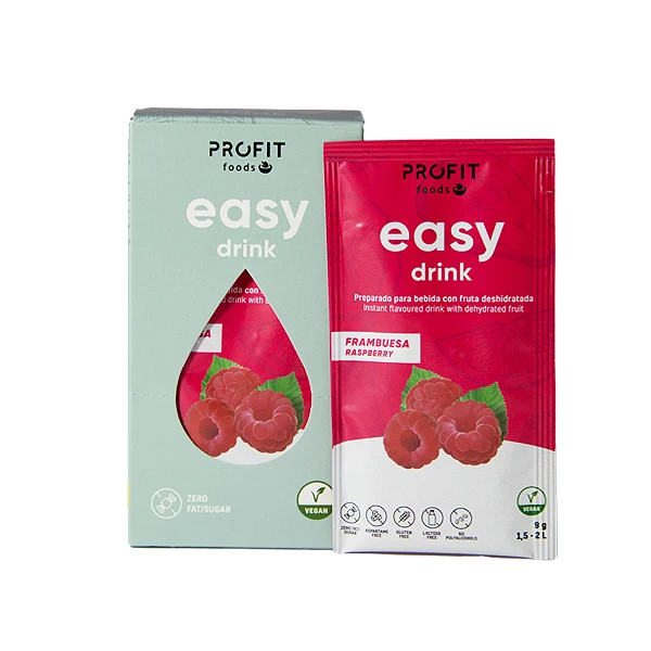 PROFIT foods Easy Drink Frambuesa - 15 unid. x 9 gr Bebida Energética para Hidratación Deportiva